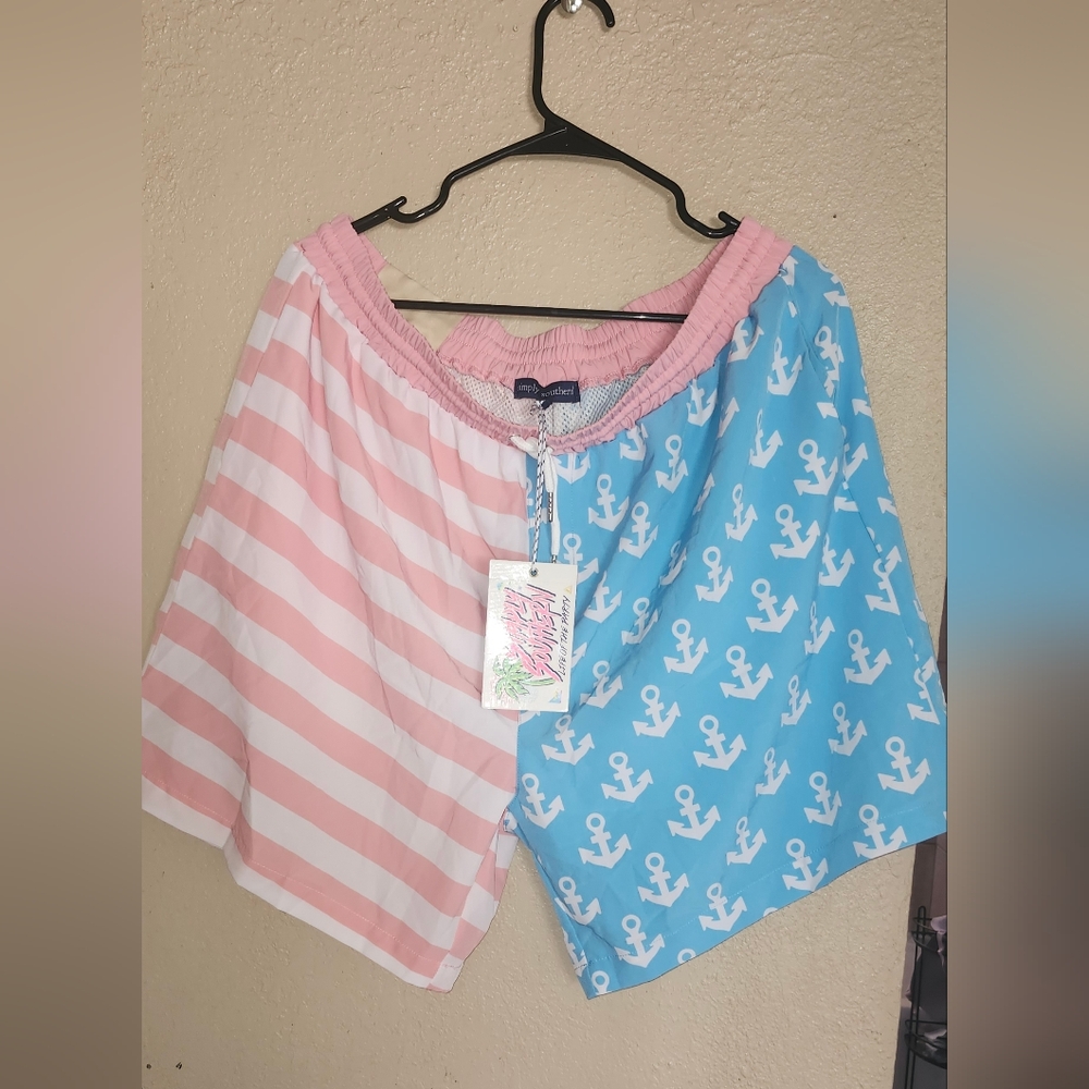 Simply Southern Blue and Pink Swim Trunks